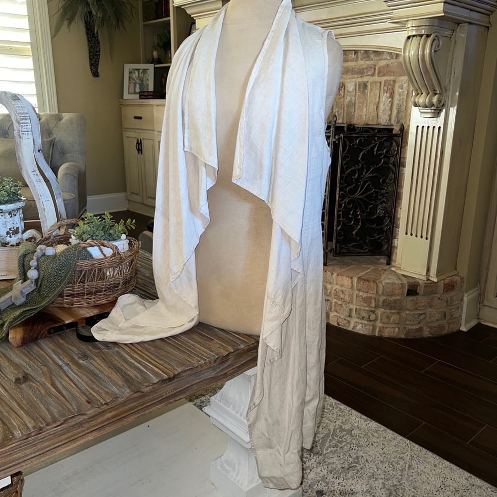 Fifteen twenty Tencel, Linen Long Open Front Cardigan Tan  Size M